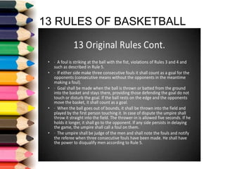 13 RULES OF BASKETBALL
 