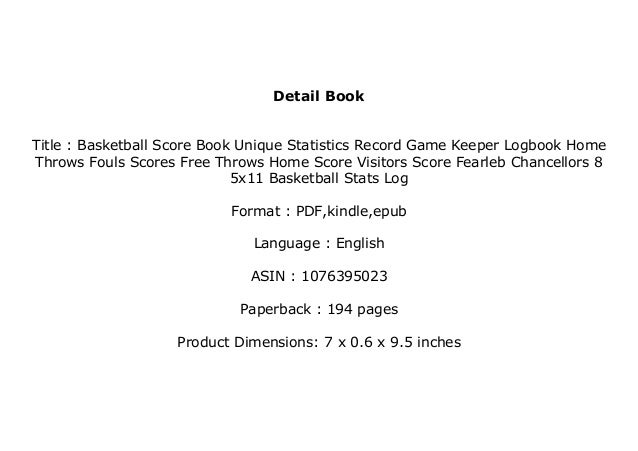 Download Epub Library Basketball Score Book Unique Statistics