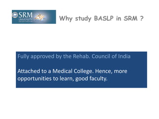 BASLP - Study this course in SRM University | PPTX