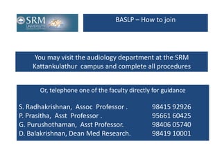 BASLP - Study this course in SRM University | PPTX