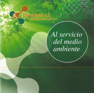 Catálogo de productos y servicios medioambientales ofertados por Basoinsa Ingeniería Medioambiental