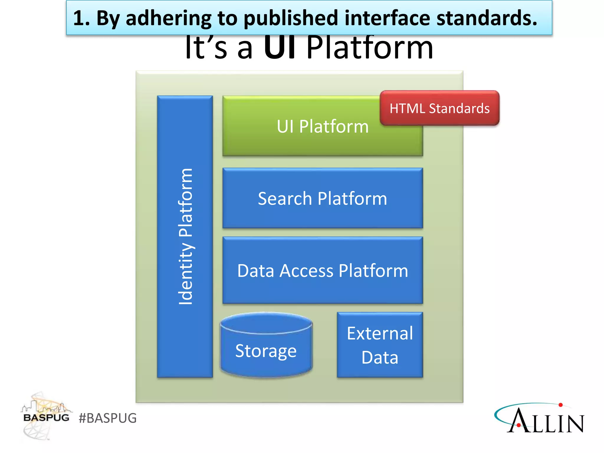 #BASPUG
It’s a UI Platform
1. By adhering to published interface standards.
 