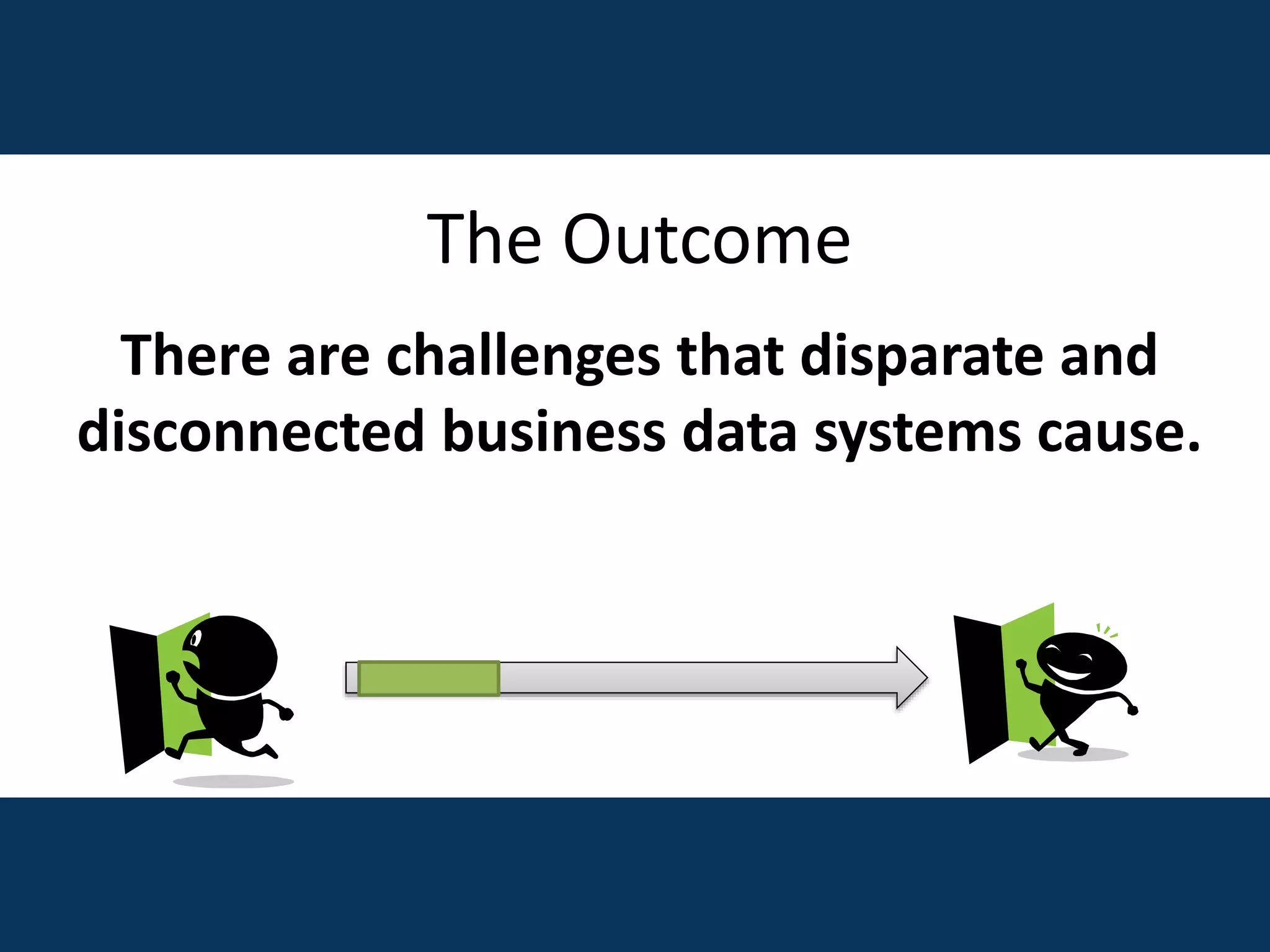 The Outcome
There are challenges that disparate and
disconnected business data systems cause.
 