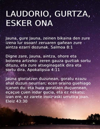 Basque Praise Worship Thanksgiving Tract