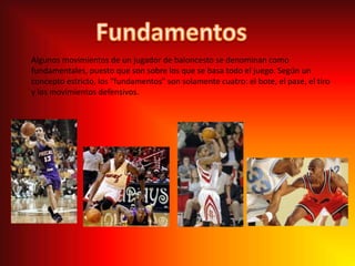 Paralela a la línea de fondo encontramos la línea de tiros libres, que se encuentra a 5,80 m de la línea de fondo y a 4,60 m de la canasta. El círculo donde se encuentra la línea de tiros libres tiene un diámetro de 3,6 m. Todas las líneas miden 5 cm. de ancho.La línea de tres puntos se encuentra situada a 6,75 m (FIBA) y a 7,24 m (NBA) de distancia de la canasta.