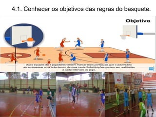 24
4.1. Conhecer os objetivos das regras do basquete.
 