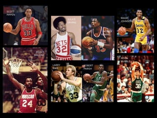SCOTT
PIPPEN
MAGIC
JOHNSON

JULIUS
ERVING

PATRICK
EWING

MOSES
MALONE
KEVIN
McHALE
LARRY
BIRD

ROBERT
PARISH

 