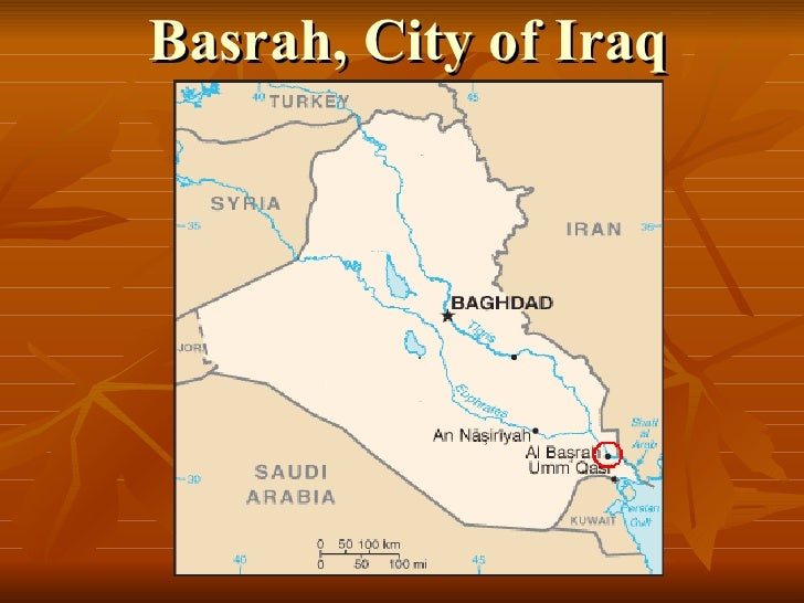 basrah city of iraq the map