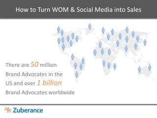 How to Turn WOM & Social Media into Sales  There are 50 million  Brand Advocates in the US and over 1 billion Brand Advocates worldwide 
