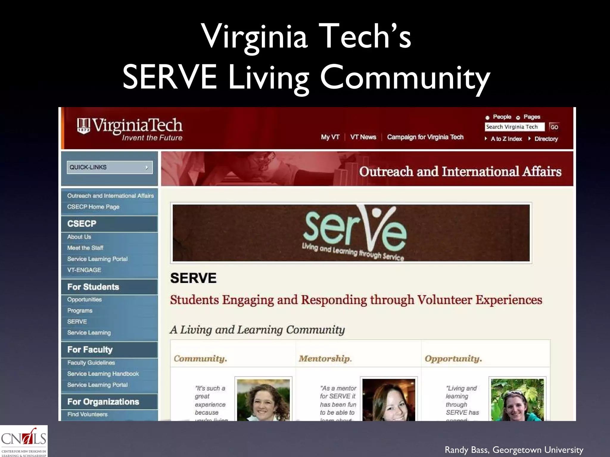 Virginia Tech’s  SERVE Living Community  