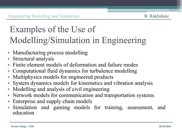 Simulation-Modelling In Science & Engineering [Bassam Rakhshani] | PPTX