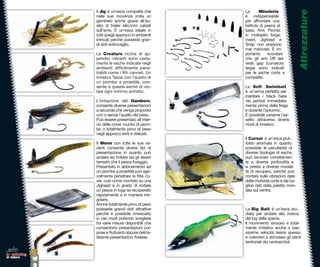 Attrezzature
              Il Jig è un’esca compatta che         La      Minuteria
              nelle sue movenze imita un            è indispensabile
              gambero anche grazie all’au-          per affrontare una
              silio di trailer siliconici calzati   battuta di pesca al
              sull’amo. È un’esca ideale in         bass. Ami, Piombi
              tutti quegli approcci in ambienti     in molteplici forge,
              intricati perchè possiede gran-       insert, Jighead e
              di doti antiincaglio.                 Snap non possono
                                                    mai mancare. È im-  -
              Le Creature ricche di ap-             portante    ricordare
                                                                        e
              pendici vibranti sono certa-          che gli ami Off setet
              mente le esche indicate negli         wide gap (curvatura  a
              ambienti difﬁcilmente pene-           larga) sono indicati
                                                                       ati
              trabili come i ﬁtti canneti. Un       per le esche corte e
              innesco Texas con l’ausilio di        compatte.
              un piombo a proiettile, con-
              sente a queste esche di vio-          La Soft Swimbait    ait
              lare ogni minimo anfratto.            è un’arma perfetta per
                                                    insidiare i black bass
                                                                         ass
              L’imitazione del Gambero,             nei periodi immediata-
                                                                        ata-
              consente diverse presentazioni        mente prima della frega
                                                                         ega
              a seconda che venga proposto          e durante l’autunno.
              con o senza l’ausilio del peso.       È possibile variarne l’as-
              Può essere presentato all’inter-      setto attraverso diversi
                                                                         versi
              no delle cover munito di piom-        modi di innesco.
              bo o totalmente privo di peso
              negli approcci lenti e delicati.
                                                    Il Cursor è un’esca piut-
                                                                          a
              Il Worm con tutte le sue va-          tosto anomala in quantouanto
              rianti consente diversi tipi di       possiede le peculiarità di
                                                                           rità
              presentazione in quanto può           diverse tipologie di esche,
              andare ad imitare sia gli esseri      può lavorare correttamen-
                                                                           amen-
              terrestri che il pesce foraggio.      te a diverse profondità e
                                                                          ndità
              Presentato in abbinamento ad          si presta a diverse modali-
              un piombo a proiettile può age-       tà di recupero, perchè può
                                                                           hè
              volmente penetrare le ﬁtte co-        contare sulle vibrazioni date
                                                                          oni
              ver, così come montato su una         dalla morbida coda e dai ba-
              Jighead è in grado di imitare         gliori dati dalla paletta mon-
                                                                           ta
              un pesce in fuga se recuperato        tata sul ventre.
              rapidamente e in maniera irre-
              golare.
              Anche totalmente privo di peso
              possiede grandi doti attrattive       La Big Bait è un’esca stu-
                                                                            esca
              perchè è possibile innescarlo         diata per andare alla ricerca
                                                                            la
              in vari modi potendo scegliere        dei big della specie.
              tra varie misure disponibili che      Il movimento sinuoso e total-
                                                                           so
              consentono presentazioni cor-         mente imitativo anche a bas-
                                                                            he
              pose e ﬂuttuanti oppure delica-       sissime velocità riesce spesso
                                                                            ce
              tissime presentazioni ﬁnesse.         e volentieri a stimolare gli istinti
                                                                           are
                                                    territoriali dei centrarchidi.
                                                                            chidi.

lo spinning
in tasca
 