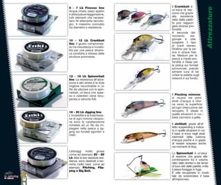 Il Crankbait è




                                                                                 Attrezzature
              5 - 7 Lb Finesse line
              Acque chiare, pesci apatici       un’esca di rea-
              e attrezzature leggerissime,      zione che grazie
              tutti elementi che necessi-       alla resistenza
              tano ﬁli altamante tecnolo-       data dalla palet-
              gici. Il massimo connubio         ta può raggiun-
              tra diametro e resistenza.        gere diverse pro-
                                                fondità.
                                                A seconda del      l
                                                momento        sta--
              10 - 12 Lb Crankbait              gionale è utile    e
              line. Il giusto compromes-        scegliere il tipo  o
              so tra robustezza e invisibi-     di crank idoneo,  o,
              lità per una pesca dinami-        Shallow per la pe- e-
              ca condotta a ridosso delle       sca in acque bas-  s-
              strutture sommerse.               se, Medium per la
                                                pesca a medie pro-ro-
                                                fondità e Deep per
                                                la pesca sui fondali
                                                                  dali
                                                pronunciati, avendo
                                                                  ndo
                                                sempre cura di far
              12 - 16 Lb Spinnerbait            urtare la paletta sugli
                                                                   ugli
              line. La resistenza all’abra-     ostacoli e sul fondo.
                                                                   do.
              sione e allo stress è la dote
              migliore riscontrabile in un
              ﬁlo da uilizzare con lo spin-
              nerbait, un’esca che spes-
              so e volentieri viene recu-       Il Floating minnow,
                                                                  now,
              perata a velocità folli.          si muove nei primi
                                                strati d’acqua e ritor-
                                                na verso la superﬁcie
                                                                  erﬁ
                                                ad ogni interruzione del
                                                                   ne
              16 - 20 Lb Jigging line.          recupero. È ideale in
                                                                   ale
              L’invisibilità e la trasmissio-   quelle situazioni in cui i
              ne di ogni minima vibrazio-       bass cacciano a galla.
              ne sono le caratteristiche
              richieste ad un ﬁlo da im-        Il Jerkbait, grazie all’ef-
                                                                     e
              piegare nella pesca a jig-        fetto suspending è indica-
              ging sui fondali sgombri e        to in quelle situazioni in cui
                                                                    oni
              misti.                            il bass si trova negli strati
                                                                    egli
                                                intermedi della colonna
                                                d’acqua poichè è in grado
                                                di restare sospeso anche
                                                                    so
                                                nei momenti di stop. p.
              Libbraggi molto grossi
              come ad esempio 20 - 25           Lo Spinnerbait è un’esca
              Lb data la loro assoluta resi-    di reazione che grazie alla
              stenza, sono destinati a tec-     combinazione tra il volume
              niche molto hard, come ad         dato dallo skirted e dai lampi
              esempio, Pitching, Flip-          di luce dati dalle palette, imita
                                                                    alette,
              ping e Big Bait.                  il pesce foraggio in fuga.
                                                                   n g
                                                È utile recuperarlo in modo
                                                                    o
lo spinning                                     tale da sorprendere il bass
                                                                    ere
in tasca
                                                all’improvviso.
 