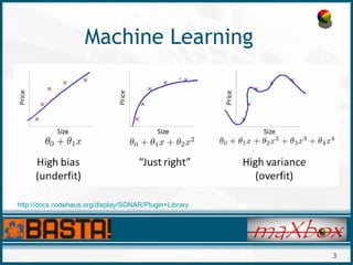 3
Machine Learning
http://docs.codehaus.org/display/SONAR/Plugin+Library
 
