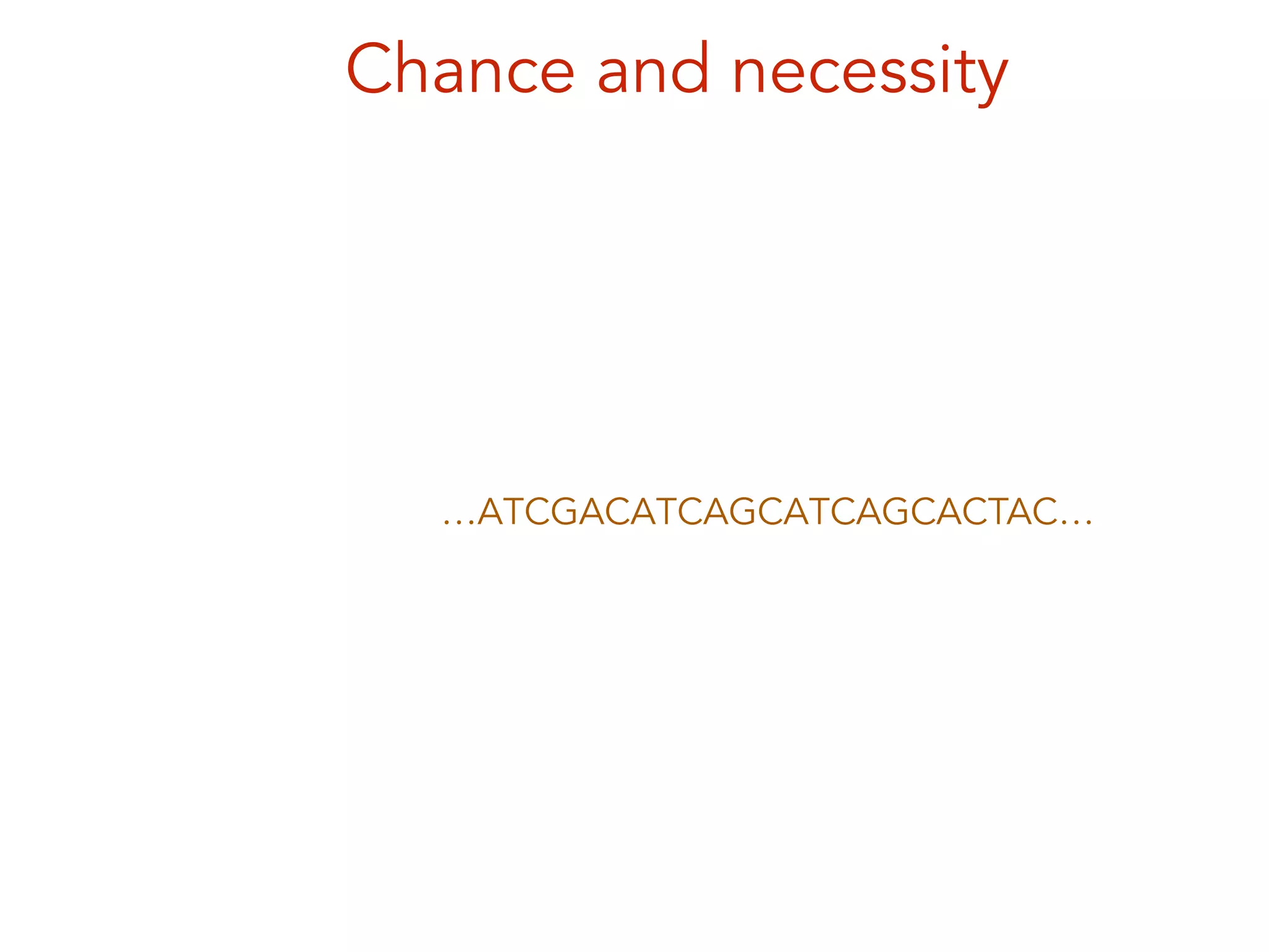 Chance and necessity
…ATCGACATCAGCATCAGCACTAC…
 