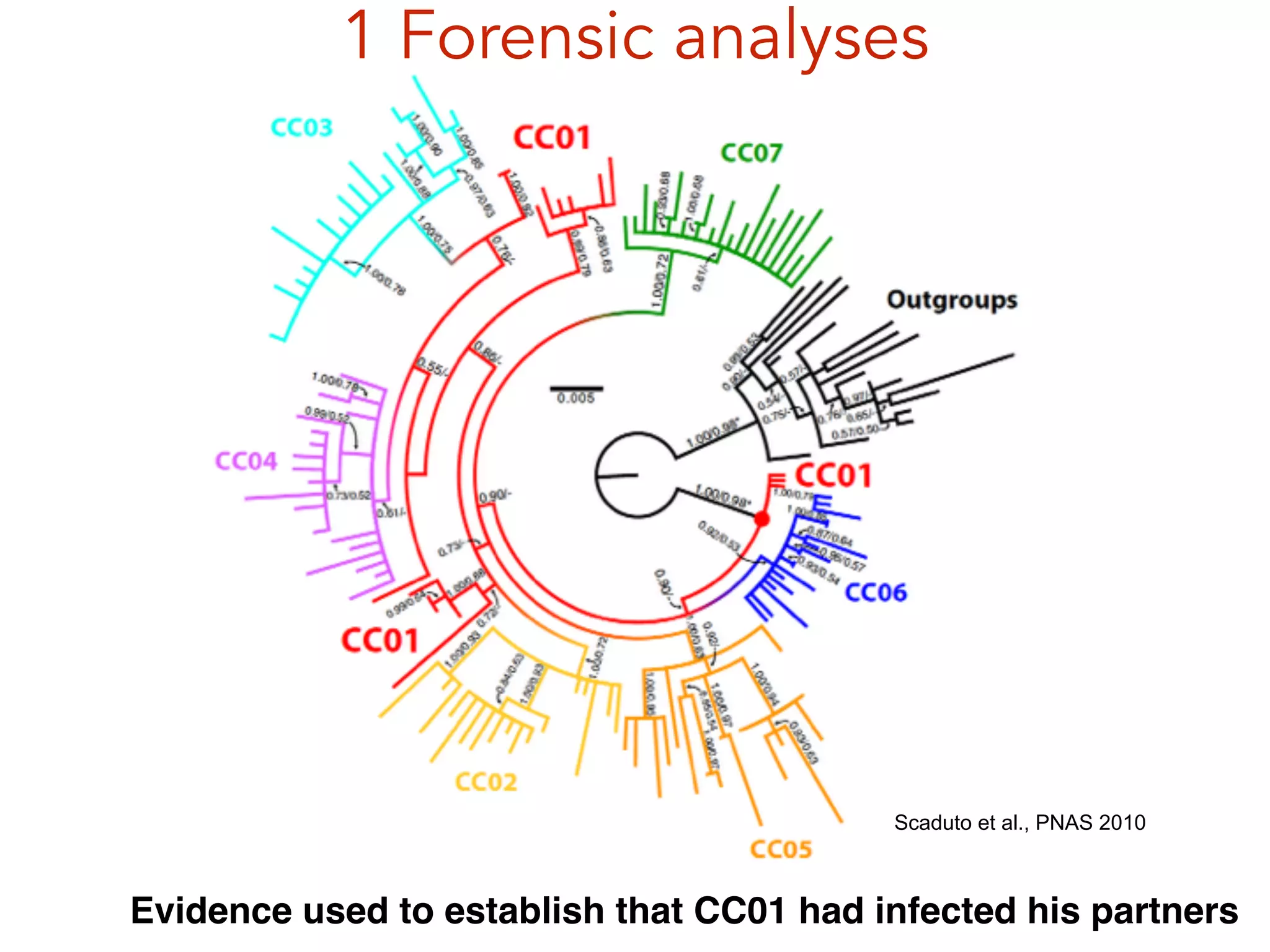 1 Forensic analyses
Scaduto et al., PNAS 2010
Evidence used to establish that CC01 had infected his partners
 