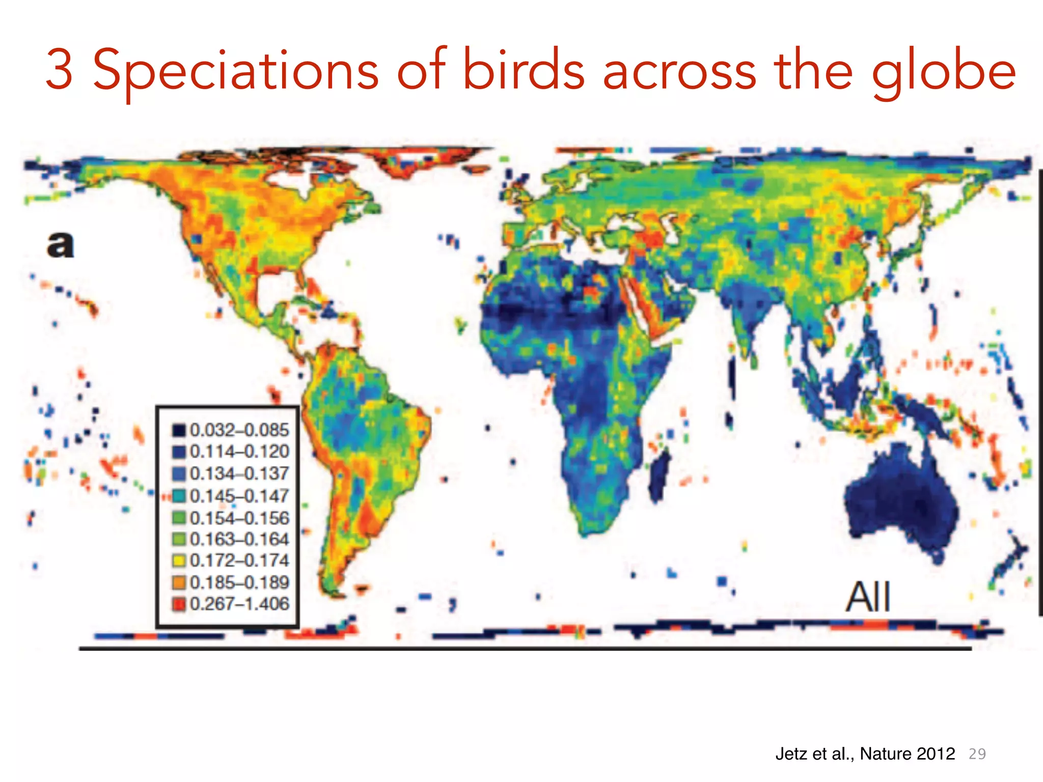 29
3 Speciations of birds across the globe
Jetz et al., Nature 2012
 
