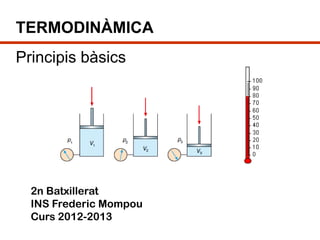 TERMODINÀMICA
Principis bàsics




  2n Batxillerat
  INS Frederic Mompou
  Curs 2012-2013
 
