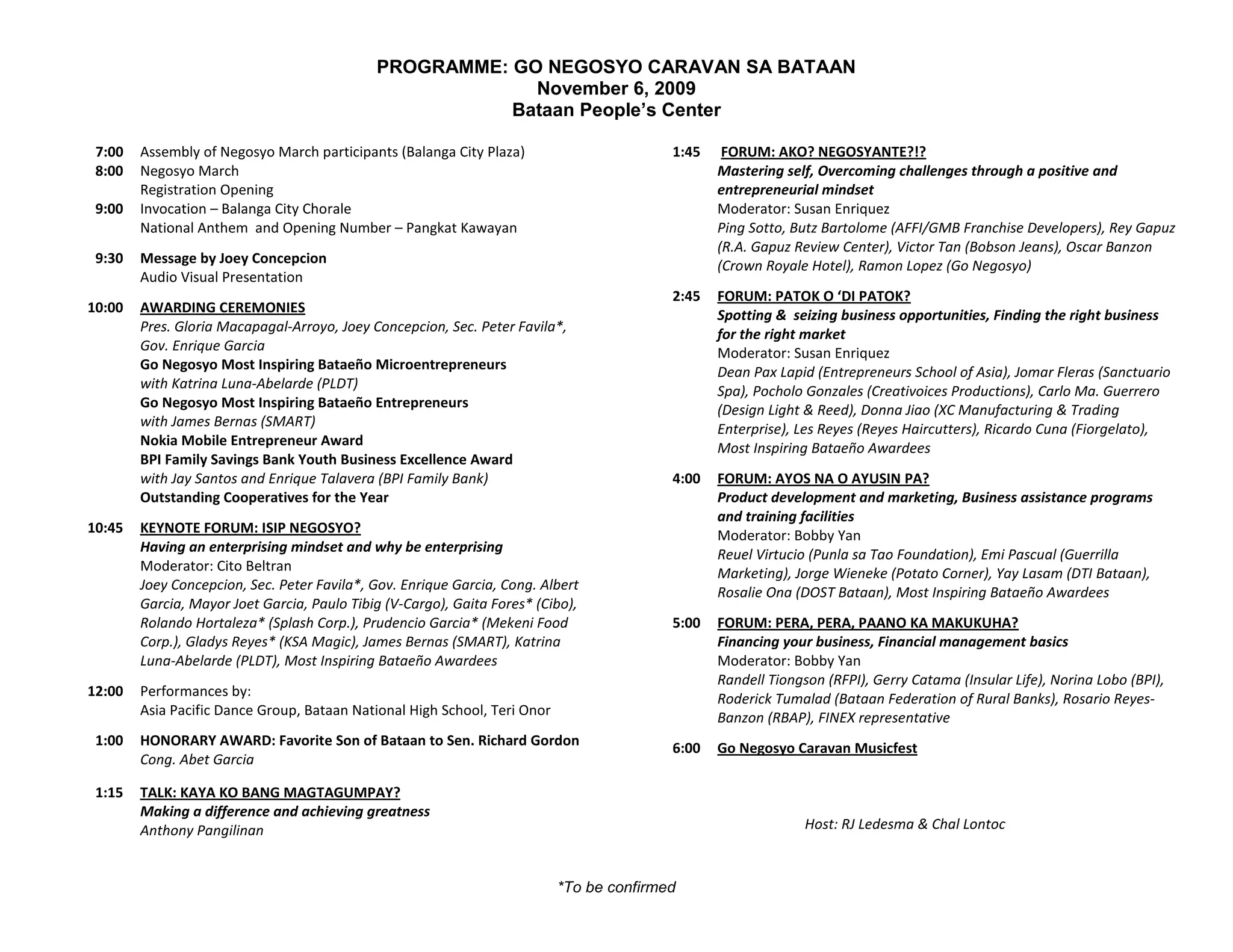 Bataan Caravan Program | PDF