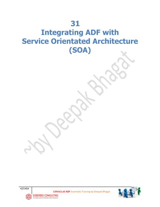 437/454
ADF Essentials Training by Deepak Bhagat
31
Integrating ADF with
Service Orientated Architecture
(SOA)
 