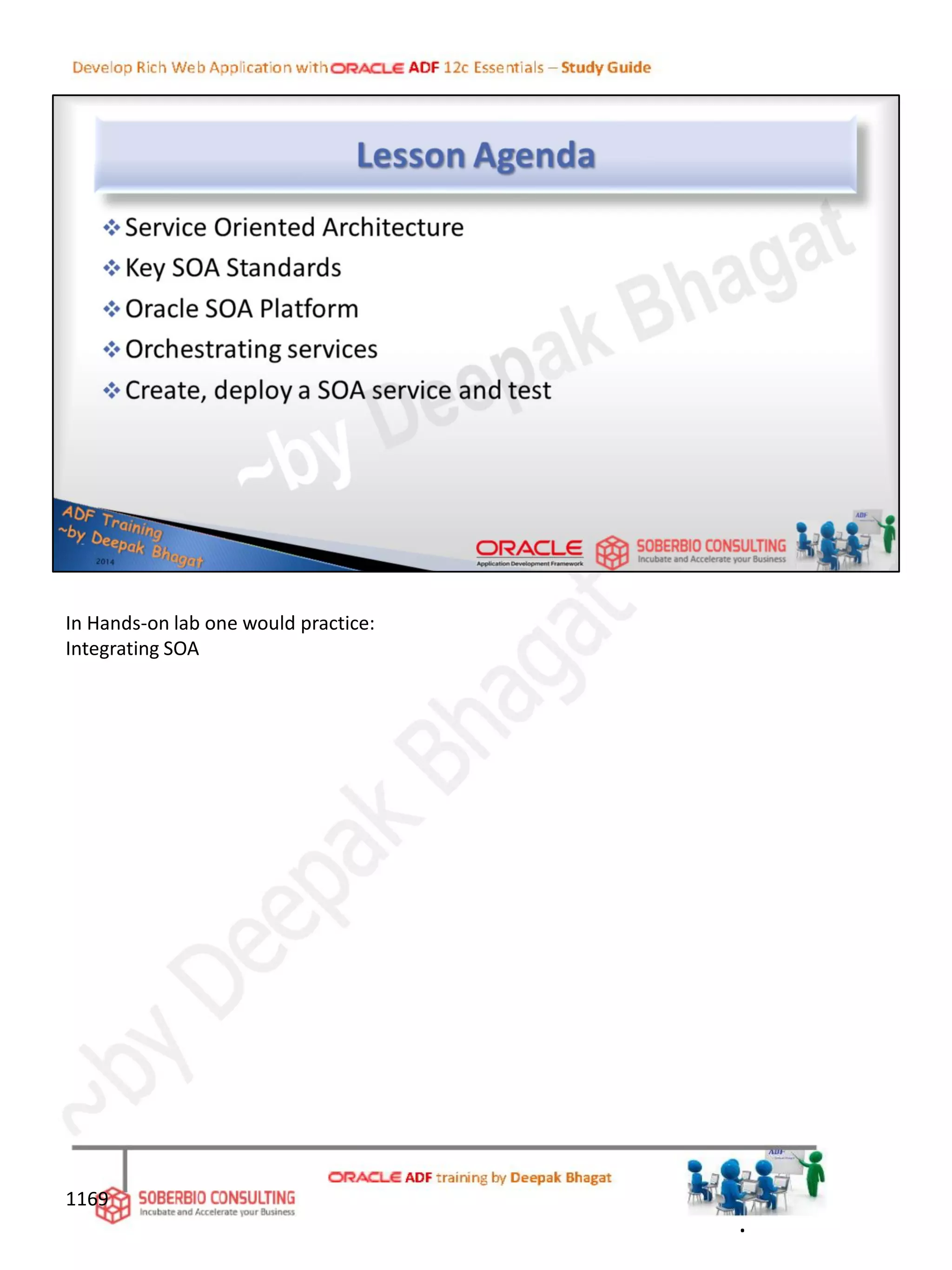 In Hands-on lab one would practice:
Integrating SOA
.
1169
 