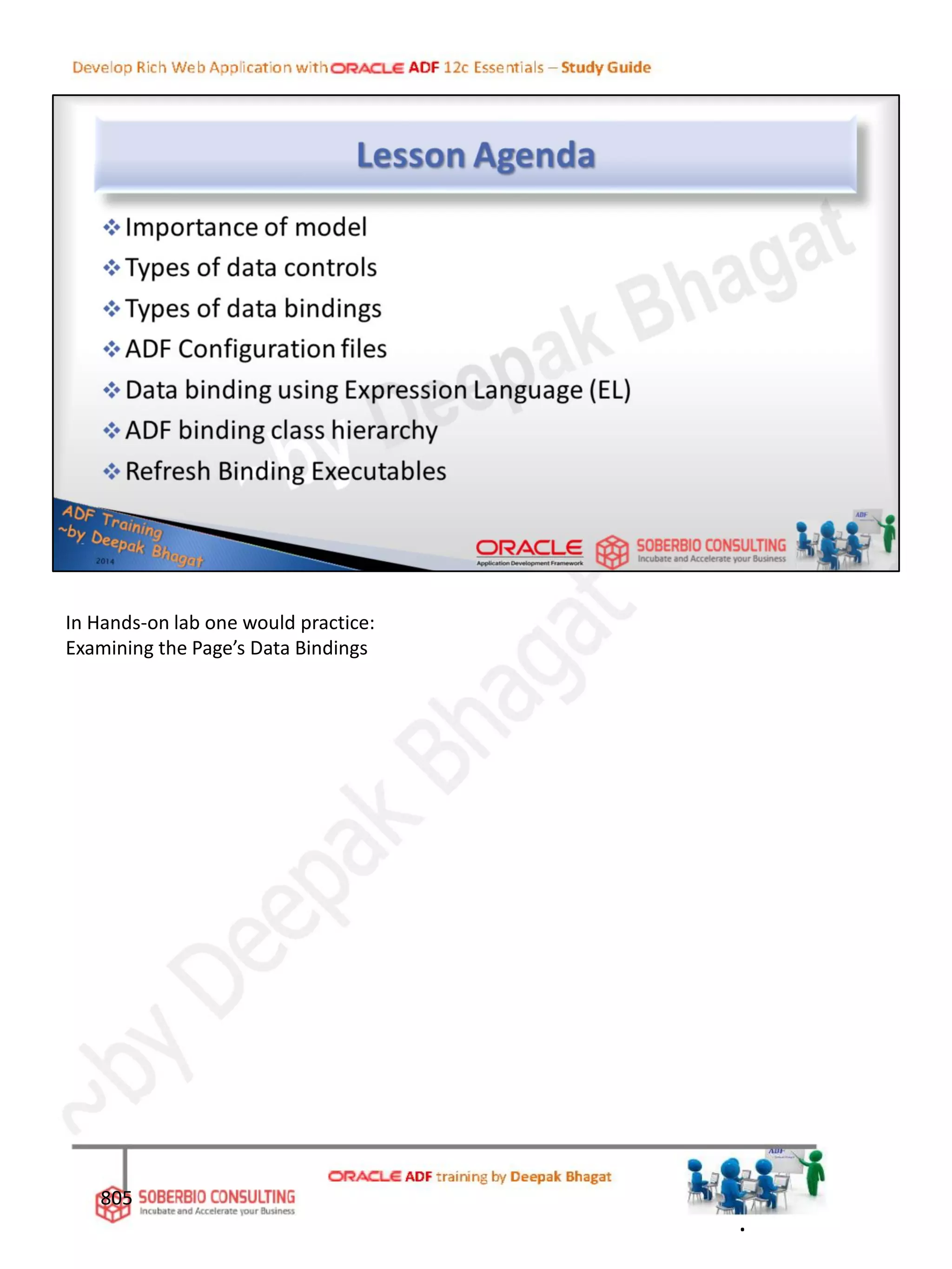 In Hands-on lab one would practice:
Examining the Page’s Data Bindings
805
.
 