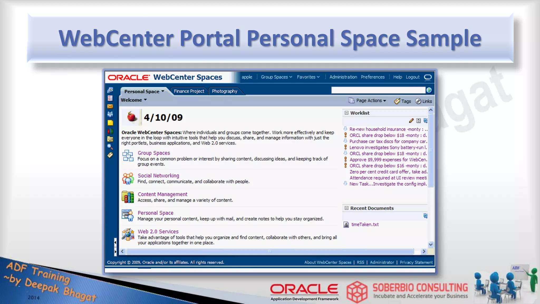 WebCenter Portal Personal Space Sample 
