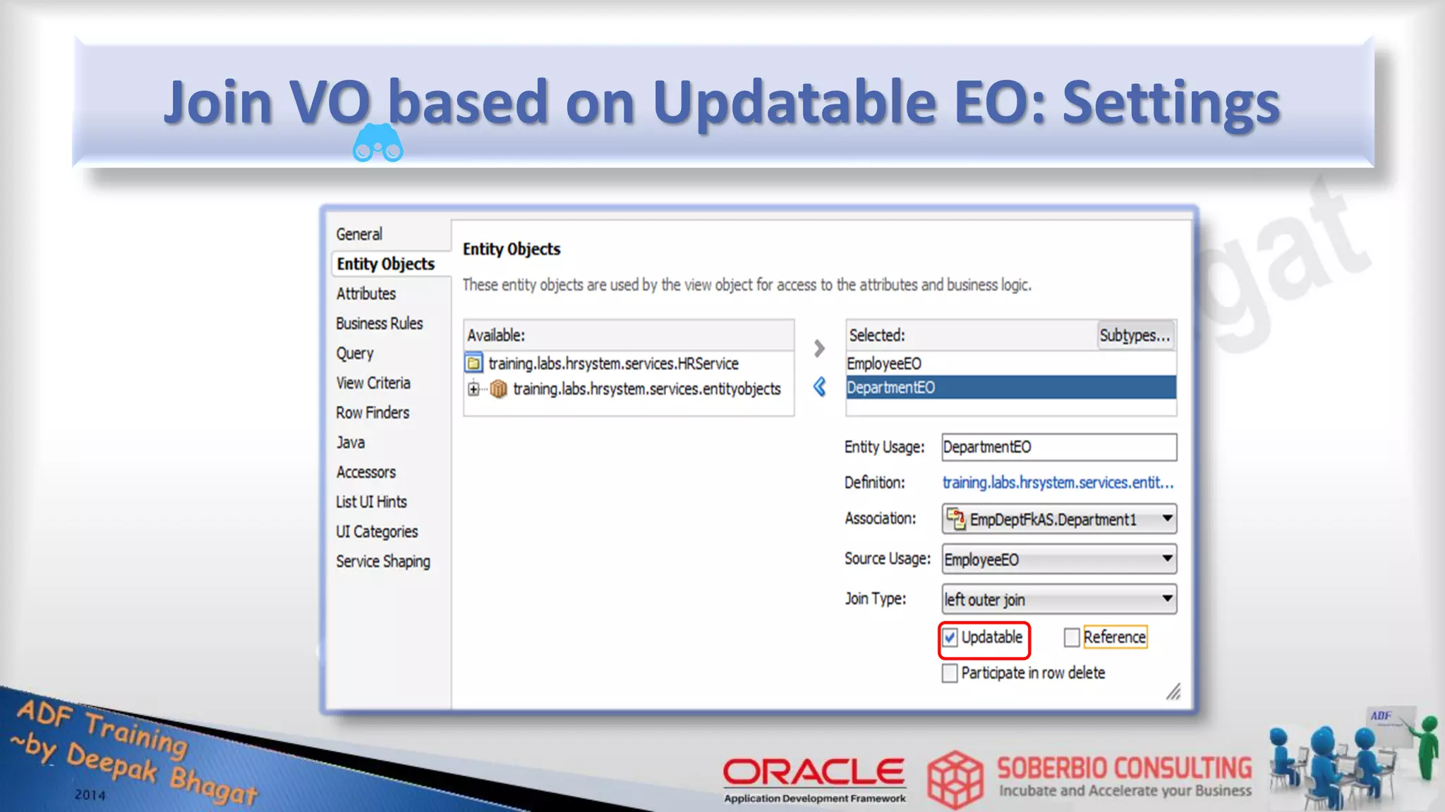 Join VO based on Updatable EO: Settings 