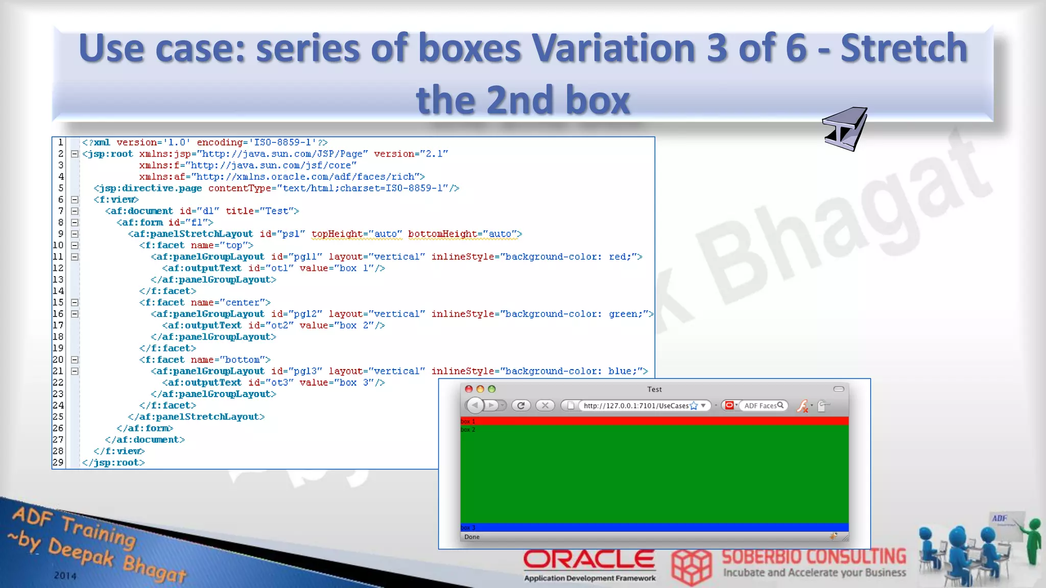Use case: series of boxes Variation 3 of 6 - Stretch the 2nd box 