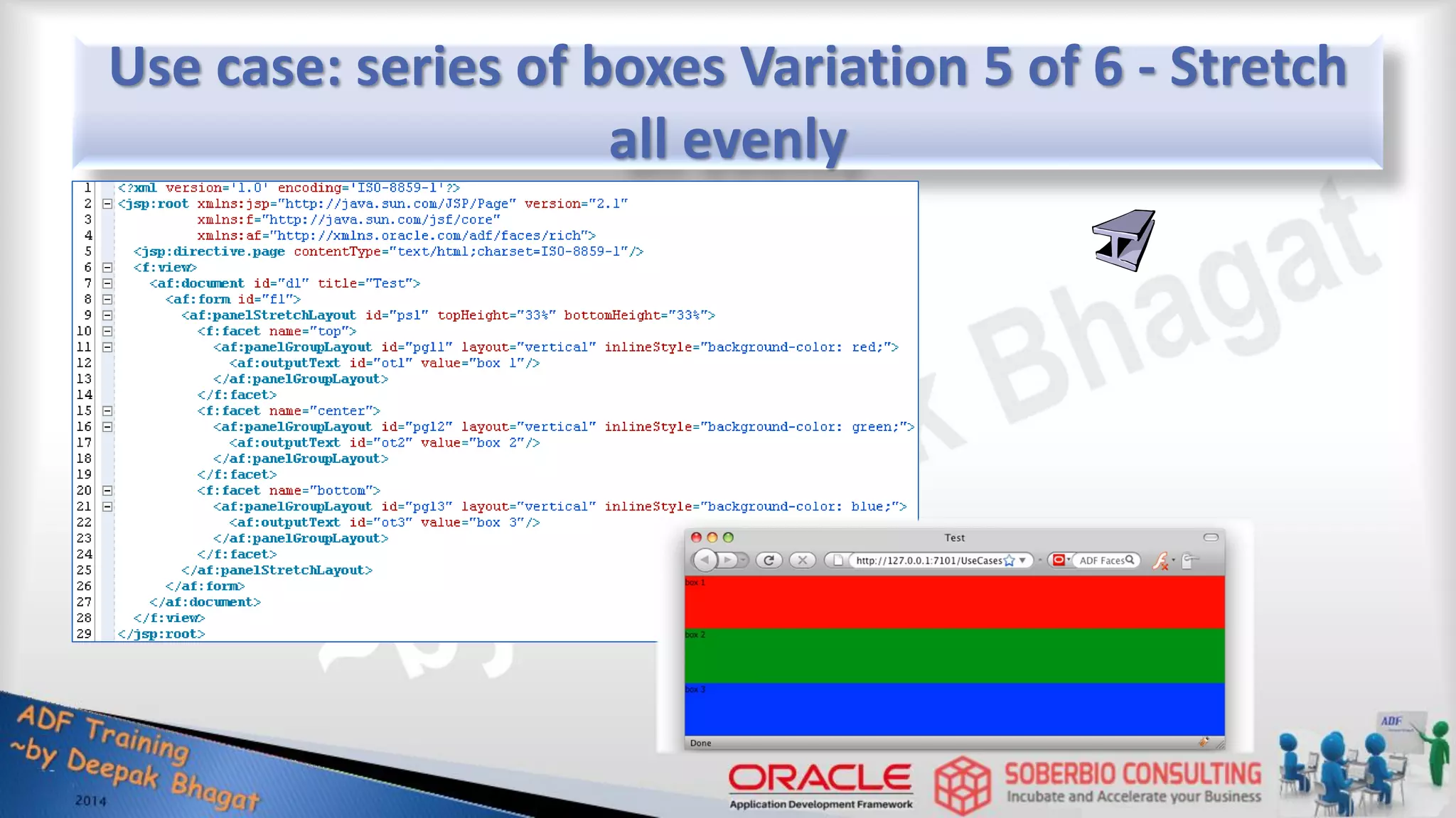 Use case: series of boxes Variation 5 of 6 - Stretch all evenly 