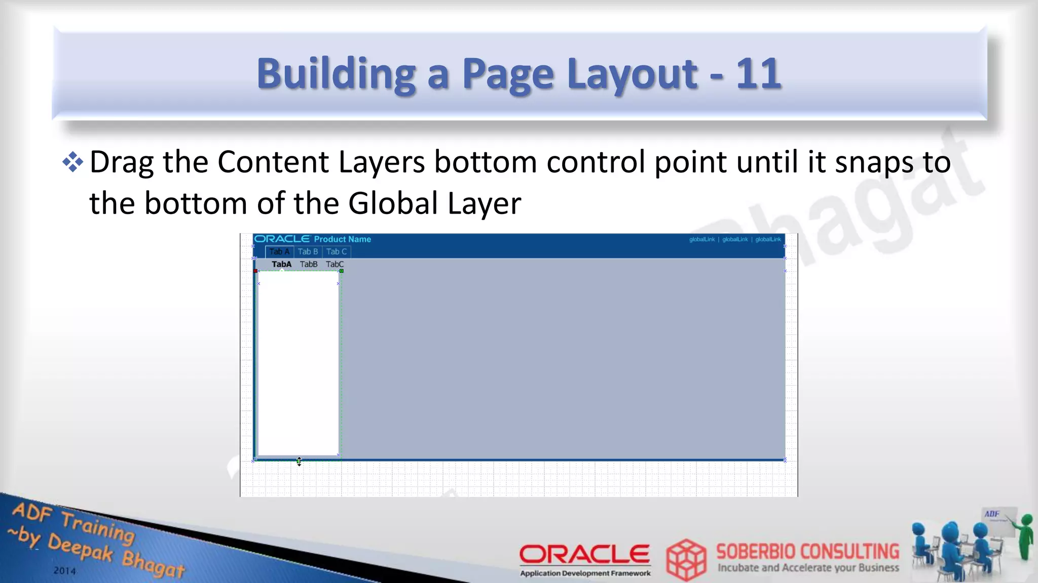 Building a Page Layout - 11 Drag the Content Layers bottom control point until it snaps to the bottom of the Global Layer 