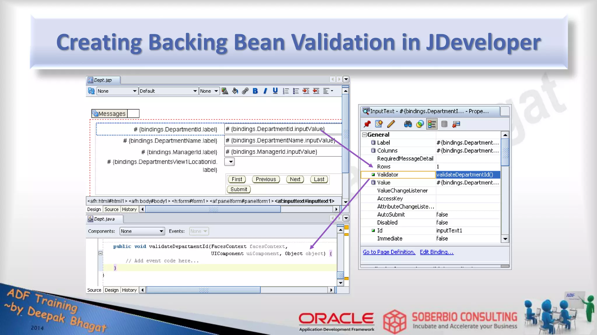 Creating Backing Bean Validation in JDeveloper 