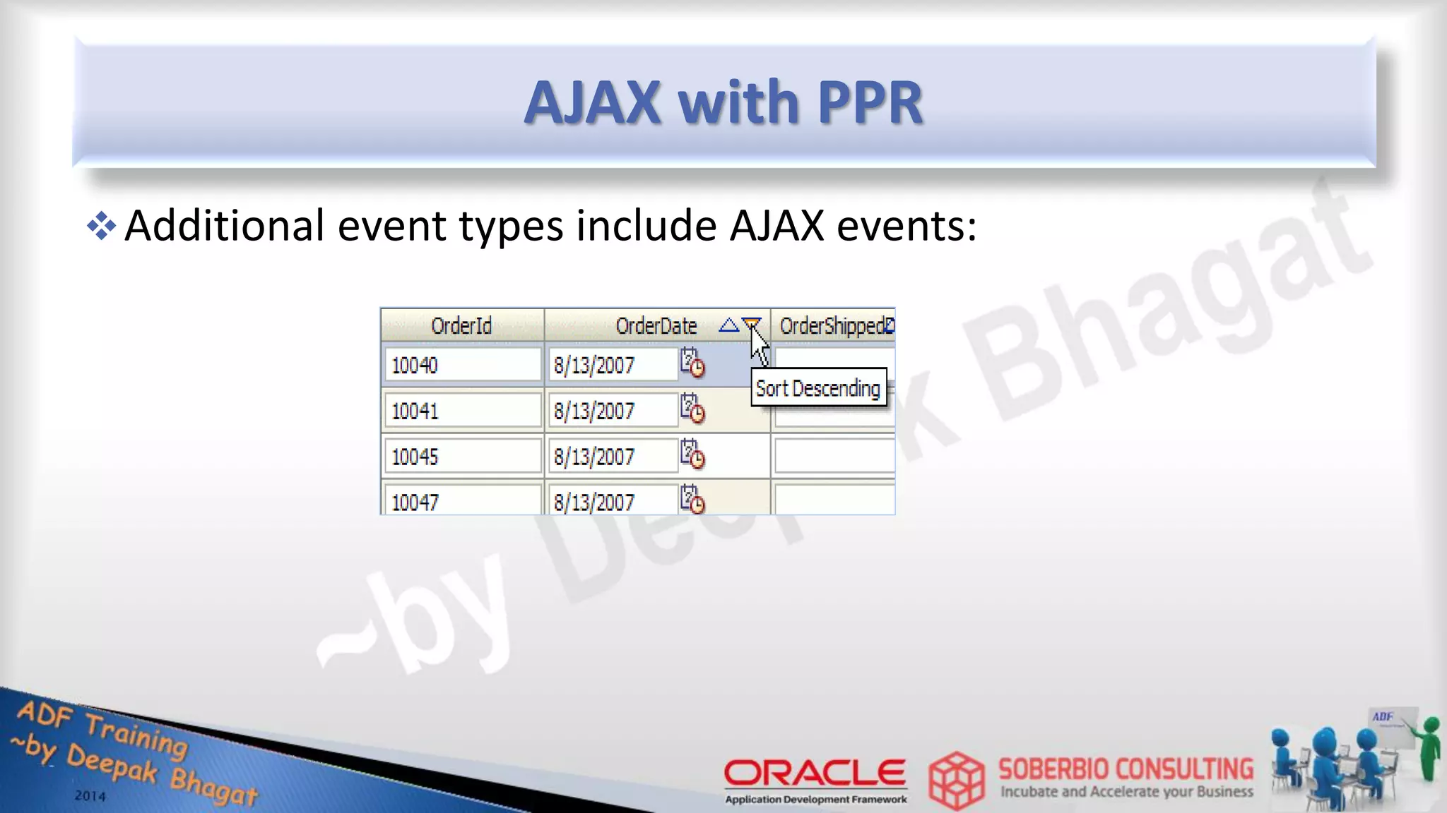 AJAX with PPR Additional event types include AJAX events: 