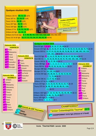 Vente Tournai-Kain Janvier 2020
Page 2/4
Quelques résultats 2019
Pont 93 Ygls : 1, 4, 6, 8, 10, 16, 17, 29, 30 de 32
Ecouen 225 Ygls : 6, 23, 24, 26, 27, 32, 36, 41, 49, 54, 55, 56, 60, 68, 74, 75 de 30
Ecouen 509 Vx : 15, 57, 61, 63, 64, 66, 69, 76, 86, 94, 97, 108, 109, 110, 124,
125, 126, … 22 de 45
Pont 215 Ygls : 7, 11, 14, 15, 29, 36, 41, 42, 46, 47, 49, 50, 66 de 22
Pont 381 Vx : 11, 23, 24, 26, 49, 65, 82, 91, 93, 102, 103, 106, 109 de 24
Ecouen 144 Vx : 1, 14, 27, 39, 43 de 11
Toury 180 Ygls : 1, 4, 11, 16, 18, 22, 23, 28, 31, 48, 52 de 25
Toury 350 Vx : 2, 5, 20, 32, 36, 56, 66, 74, 111 de 25
Bourges 388 Ygls : 49 de 2
Bourges 517 Vx : 34, 132, 143 de 8
La Ferté 294 Ygls : 25, 28, 30, 31, 32, 46, 52, 66, 69,
71, 75, 88 de 25
La Ferté 196 Vx : 13, 27, 56, 66 de 6
Orléans 127 Vx : 8, 32 de 2
Toury 220 Ygls : 4, 12, 16, 32, 45, 46, 61, 62, 71 de 18
Toury 375 Vx : 8, 26, 27, 36, 69, 89, 91, 110,
111 de 22
Palmarès 2019
1028430/18
8ème
Pont
25ème
Maissemy
27ème
Pont
29ème
Pont
32ème
Toury
39ème
Issoudun
41ème
Ecouen
57ème
Bourges
Orléans 160 Ygls : 7, 13, 15, 26, 41, 42, 43, 44, 50 de 21
Orléans 346 Vx : 3, 60, 74, 78, 85 de 7
Toury 109 Ygls : 5, 13 de 2
Toury 206 Vx :9, 12, 35, 52 de 5
Palmarès 2019
1032088/17
1er
Orléans
1er
Ecouen
3ème
Maissemy
3ème
Maissemy
3ème
Orléans
4ème
Toury
6ème
Ecouen
6ème
Toury
7ème
Pont
9ème
Pont
10ème
Pont
13ème
Toury
14ème
Orléans
Palmarès 2019
1028459/18
1er
Pont
1er
Toury
3ème
Maissemy
5ème
Ecouen
10ème
Châteauroux
32ème
La Ferté
47ème
Issoudun
50ème
Pont
54ème
Ecouen
Palmarès 2019
1032088/17
1er
Orléans
1er
Ecouen
3ème
Maissemy
3ème
Maissemy
3ème
Orléans
4ème
Toury
6ème
Ecouen
6ème
Toury
7ème
Pont
9ème
Pont
10ème
Pont
13ème
Toury
14ème
Orléans
Quelques résultats 2020
Orléans 135 Vx : 10, 11, 12 (3/3)
Toury 187 Vx : 12, 19, 57 (3/4)
Toury 116 Vx : 18, 20 (2/4)
Toury 267 Ygls : 23, 51 (2/3)
Toury 164 Ygls : 14, 36 (2/3)
Orléans 57 Vx : 1, 8, 11, 13, 15 (5/7)
Orléans 64 Ygls : 11, 14, 15
Orléans 514 Vx & Ygls : 6, 7, 29, 89, 92, 119, 121, 122, 127, 131, 142, 143
Toury 131 Vx & Ygls : 14, 17, 21, 23, 24, 27, 30, 33, 34 (9/14)
 