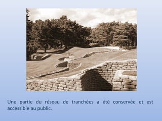 Une partie du réseau de tranchées a été conservée et est
accessible au public.

 