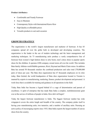 project report on bata shoes