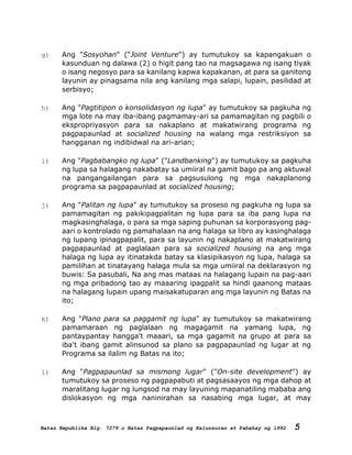 Batas Republika Blg 7279 Na Huling Sinusugan Ng Batas Republika Blg