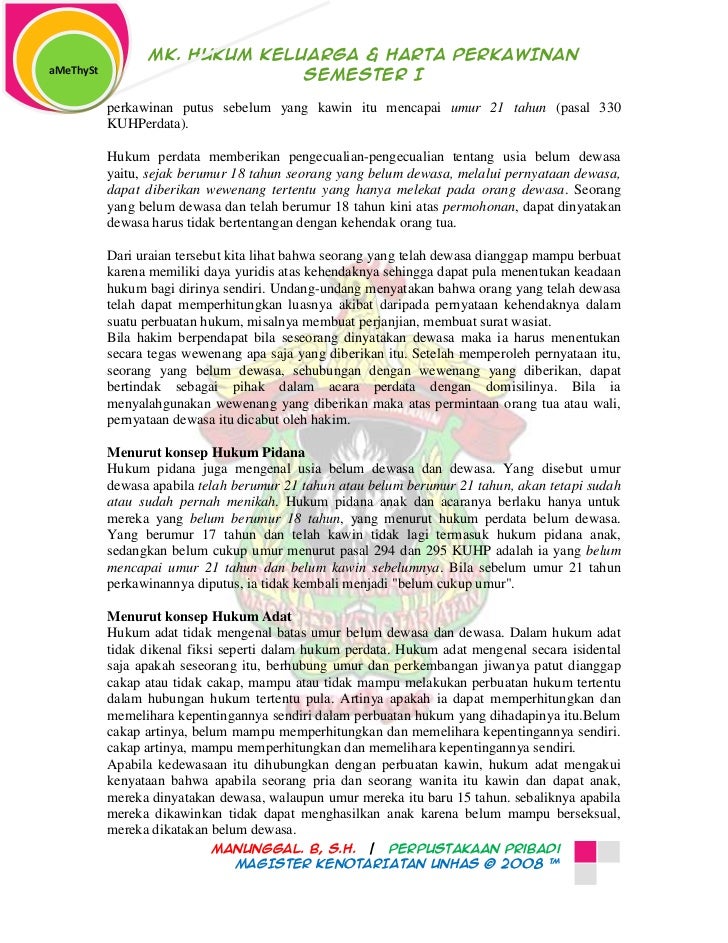 Batas Umur Dewasa Dalam Konsep Hukum Perdata