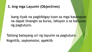 Objectives In Tagalog Batayang-Konsepto-ng-Pagtuturo. lectures | PDF