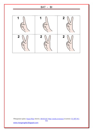 BAT - BI
Piktogramen egilea: Sergio Palao Jatorria: ARASAAC (http://catedu.es/arasaac/) Lizentzia: CC (BY-NC-
SA)
www.margarigela.blogspot.com