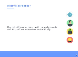 Wi-Fi: TGS Guest
Pass: tgsvisitor384
bit.ly/tf-twitter-js
8
 