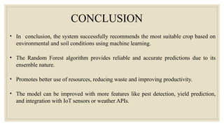 Crop Recommendation System Using Random Forest Algorithm for Smart ...