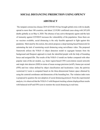 Social Distancing Prediction using OpenCV | PDF