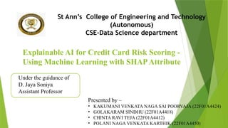 Credit Risk Assessment Using Machine Learning Techniques” | PPTX