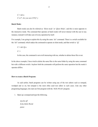 batch script tutorial pdf | pdf | command line... Batch file-programming | PDF