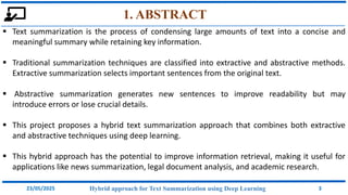 HYBRID APPROACH FOR TEXT SUMMARIZATION USING DEEP LEARNING | PDF