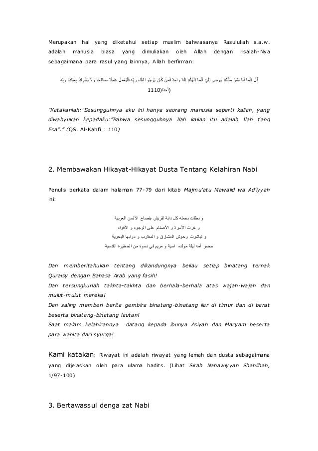 Kesesatan kitab barzanji, qashidah burdah dan maulid 