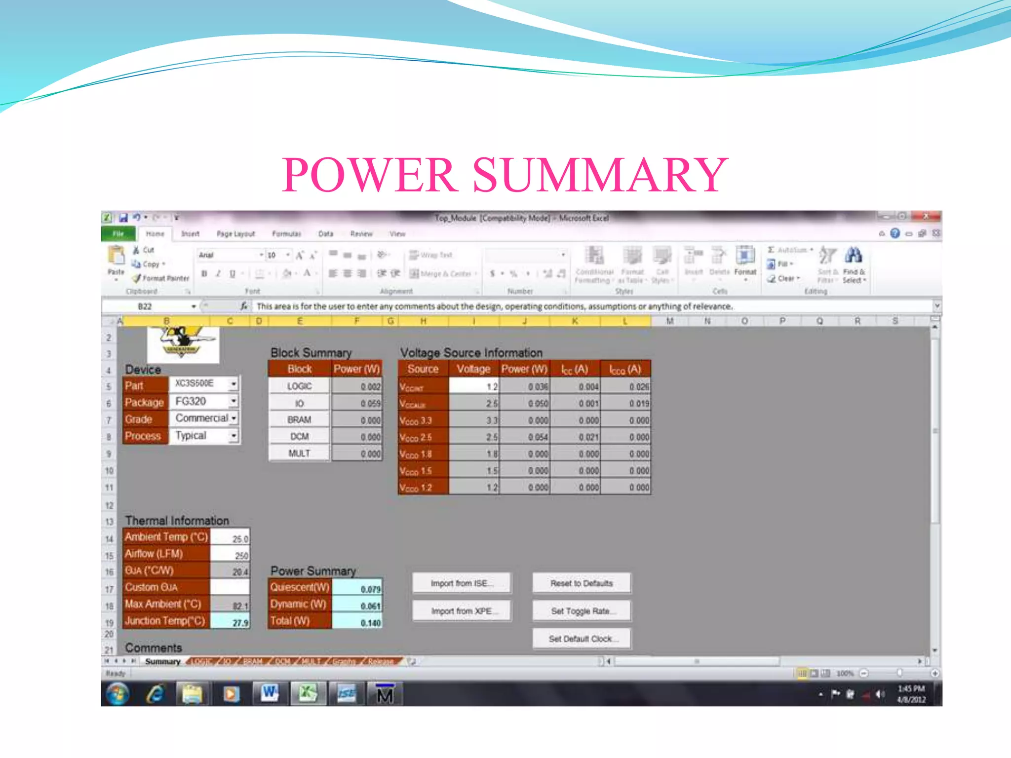 POWER SUMMARY
 