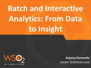 Senior Technical Lead
Anjana Fernando
Batch and Interactive
Analytics: From Data
to Insight
 