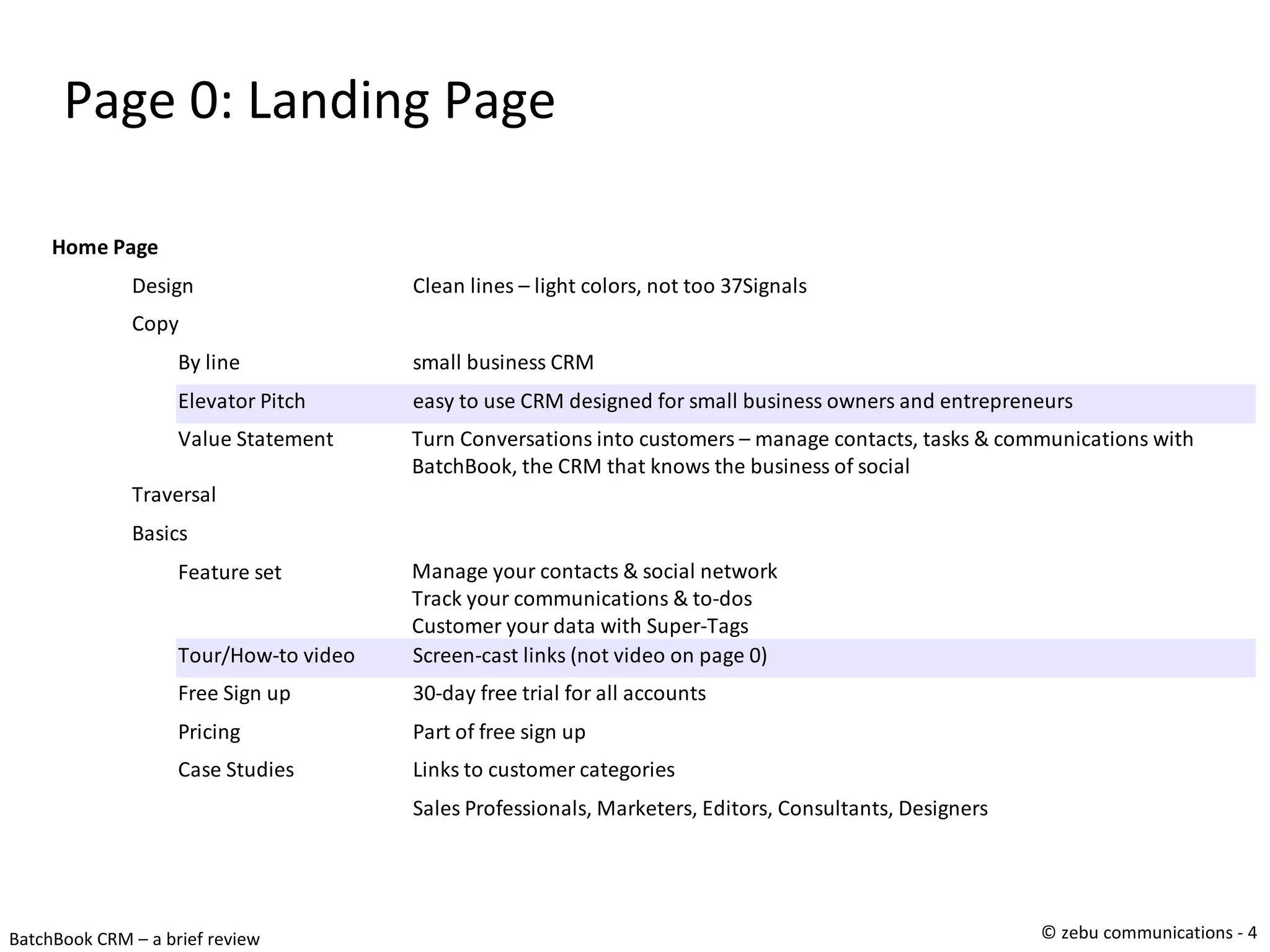 Page 0: Landing Page 